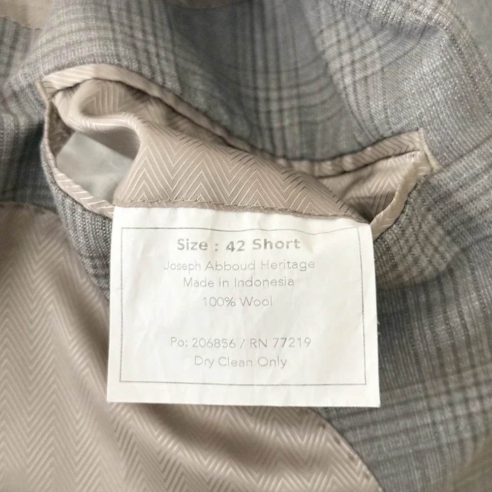Joseph Abboud 42S Gray Brown Glen Plaid Wool Blazer Lanificio TG‎ di Fabio Italy